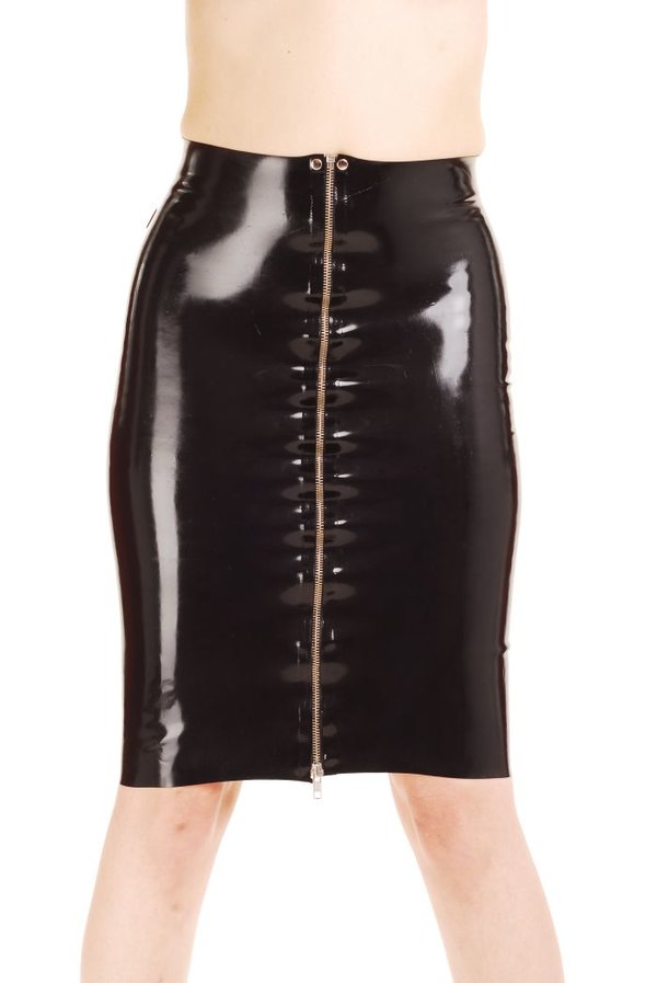 Latex skirt knee-length w.zipper